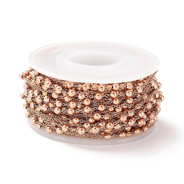 

PandaHall Ion Plating(IP) 304 Stainless Steel Satellite Chains, Cable Chains with Round Beads, Soldered, with Spool, Rose Gold, Link...