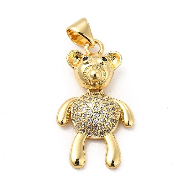 

PandaHall Rack Plating Brass Micro Pave Cubic Zirconia Pendants, Cadmium Free & Lead Free, Real 18K Gold Plated, Bear Charm, Clear...