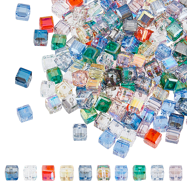 

PandaHall SUNNYCLUE 1 Box 200Pcs Mix Colors 6MM Square Glass Beads Cube Crystal Beads Clear Loose Colorful Faceted Transparent Spacer Beads..., Multicolor