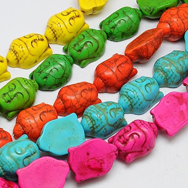 

PandaHall Synthetic Turquoise Beads Strands, Dyed, Buddha, Mixed Color, 29x20x13mm, Hole: 1mm, about 90pcs/1000g Synthetic Turquoise Human..., Multicolor