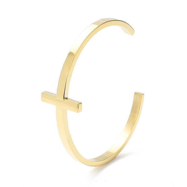 

PandaHall 304 Stainless Steel Cuff Bangles, Golden, Cross, Inner Diameter: 2-3/8 inch(6cm) 304 Stainless Steel Cross