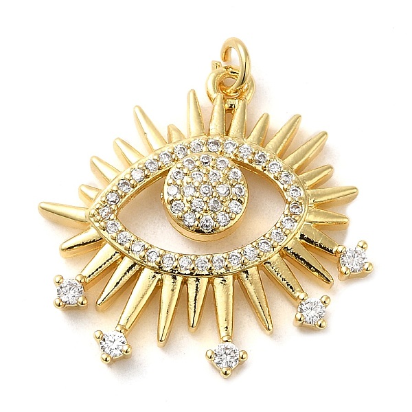 

PandaHall Rack Plating Brass Micro Pave Cubic Zirconia Pendants, Cadmium Free & Lead Free, Long-Lasting Plated, Eye, Real 18K Gold Plated..., Clear