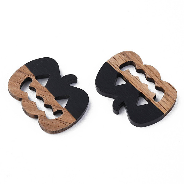 

PandaHall Resin & Walnut Wood Filigree Joiners, Pumpkin Jack-O'-Lantern, for Halloween, Black, 22x29.5x3mm Resin Pumpkin Black