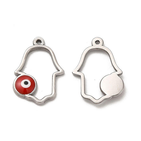

PandaHall 201 Stainless Steel Pendants, with Enamel, Hamsa Hand, Evil Eye, Stainless Steel Color, 21.5x15x2.5mm, Hole: 1mm Stainless..., Red