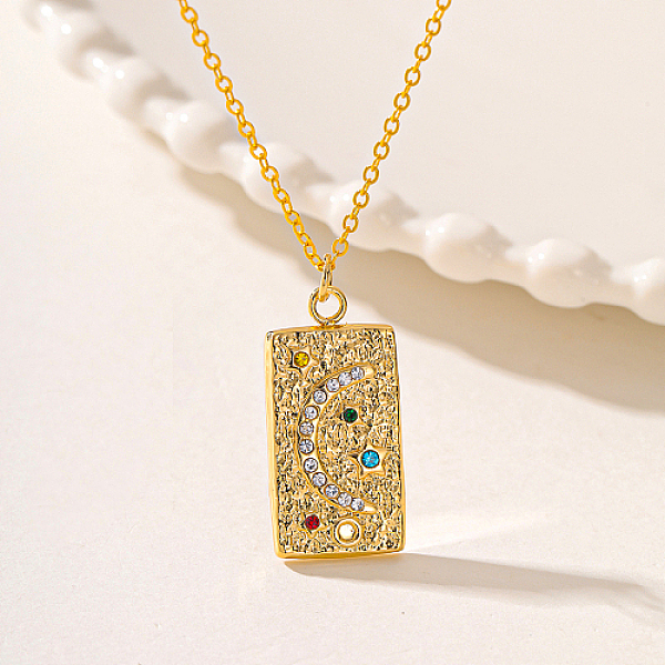 

PandaHall Brass Pendant Necklaces, Real 18K Gold Plated, Rectangle, 17.72 inch(450mm) Brass Rectangle