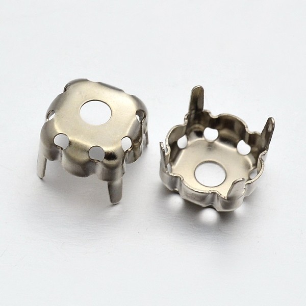 

PandaHall Square Brass Sew on Prong Settings, Rhinestone Claw Settings, Platinum, 4x4x0.23mm, Fit for SS16 Diamond Shape Rhinestone, about...
