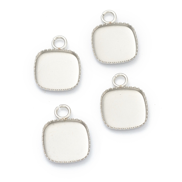 

PandaHall 304 Stainless Steel Pendant Cabochon Settings, Lace Edge Bezel Cups, Square, Stainless Steel Color, 13.5x10x1.6mm, Hole: 1.9mm...