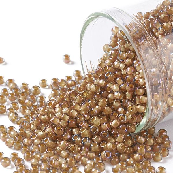 

PandaHall TOHO Round Seed Beads, Japanese Seed Beads, (390) Sunflower Lined Topaz Luster, 11/0, 2.2mm, Hole: 0.8mm, about 5555pcs/50g Glass