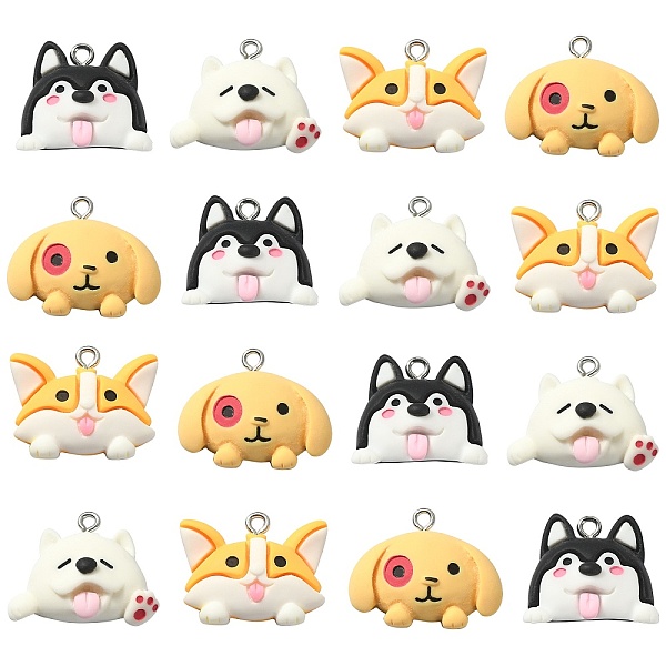 32Pcs 4 Styles Cartoon Resin Pendants