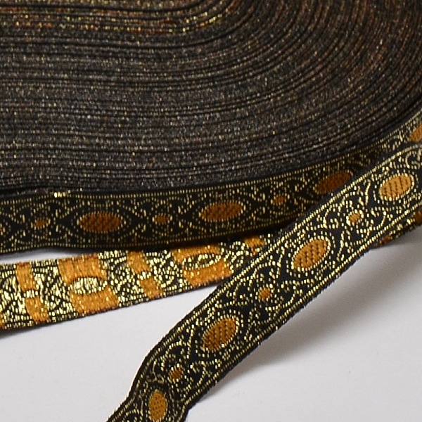 

PandaHall Polyester Ribbons, with Oval Pattern, Jacquard Ribbon, Black, 1/2 inch(12mm) 33yards/roll(30.1752m/roll) Polyester None Black