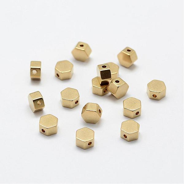 

PandaHall Brass Beads, Nickel Free, Hexagon, Raw(Unplated), 5x5.5x3mm, Hole: 1mm Brass Hexagon