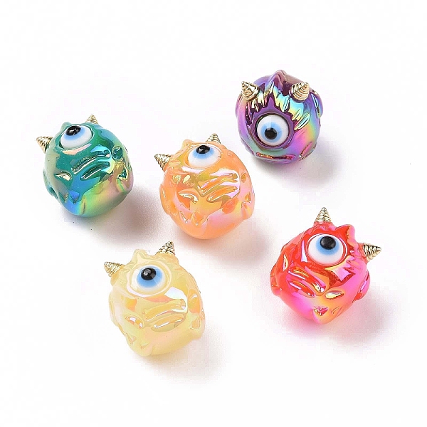 

PandaHall UV Plating Rainbow Iridescent Acrylic Beads, Demon with Evil Eye, Mixed Color, 11.5x13x12mm, Hole: 1.6mm Acrylic Others Multicolor