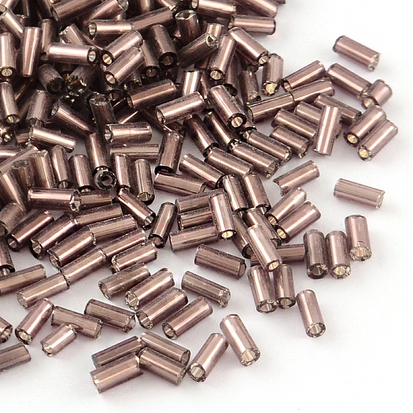 

PandaHall Tube Glass Bugle Beads, Silver Lined, Rosy Brown, 4~4.5x2mm, Hole: 1mm, about 1556pcs/50g Glass Brown