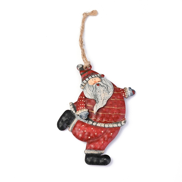 PandaHall Santa Claus/Father Christmas Iron Ornaments, Christmas Tree Hanging Decorations, for Christmas Party Home Decoration, Red, 180mm...