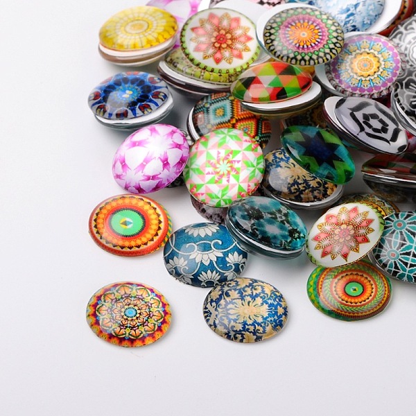 Mosaik Bedrucktes Glas Halbrund / Kuppel Cabochons