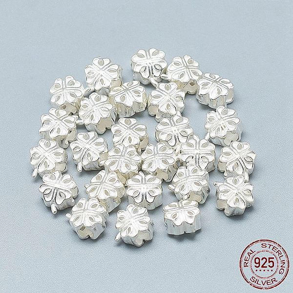 

PandaHall 925 Sterling Silver Beads, Four Leaf Clover, Silver, 8x7x5mm, Hole: 2.5mm Sterling Silver Clover