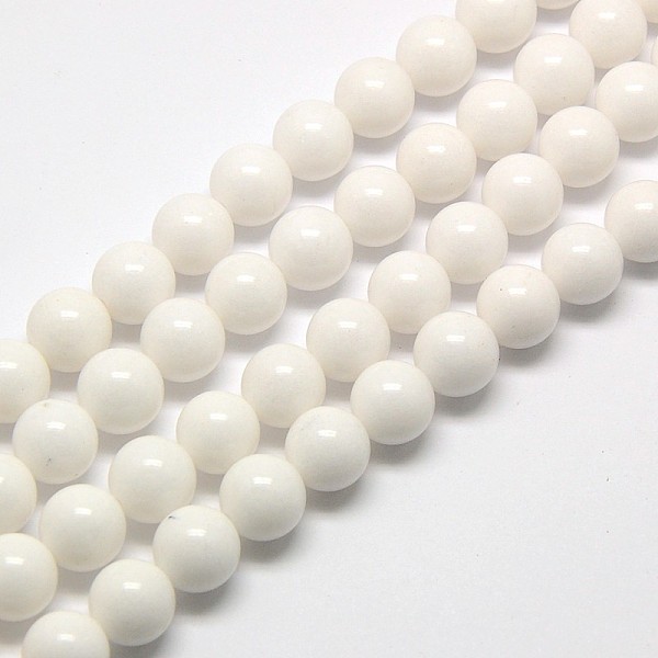 

PandaHall Natural Malaysia Jade Bead Strands, Round, Dyed, Beads, White, 8mm, Hole: 1mm, about 49pcs/strand, 15.4 inch Malaysia Jade Round...