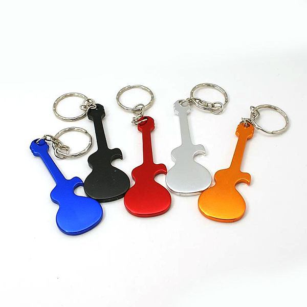 

PandaHall Aluminum Alloy Bottle Openners, with Iron Rings, Guitar, Mixed Color, 124mm Alloy Musical Instruments