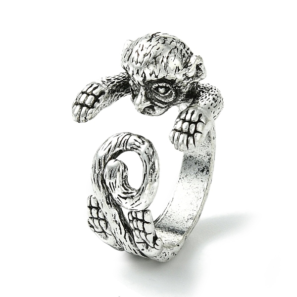 

PandaHall Monkey Alloy Open Cuff Rings, Lead Free & Cadmium Free, Antique Silver, 19mm, Inner Diameter: 18mm Alloy Monkey
