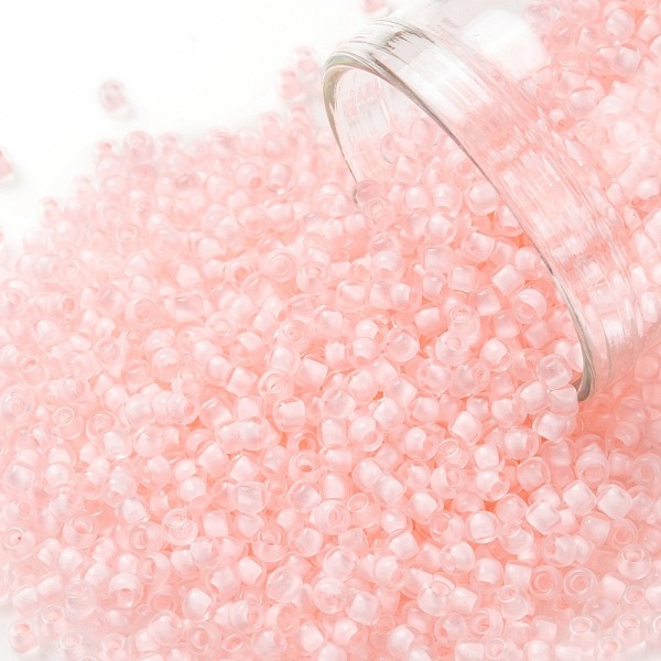 

PandaHall TOHO Round Seed Beads, Japanese Seed Beads, (967) Inside Color Crystal/Neon Rosaline Lined, 11/0, 2.2mm, Hole: 0.8mm, about..., Pink