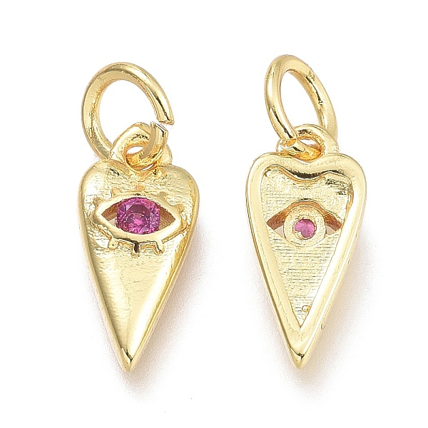 

PandaHall Brass Micro Pave Cubic Zirconia Pendants, with Jump Ring, Heart with Eye, Real 18K Gold Plated, Medium Violet Red, 12x5.5x2.3mm...