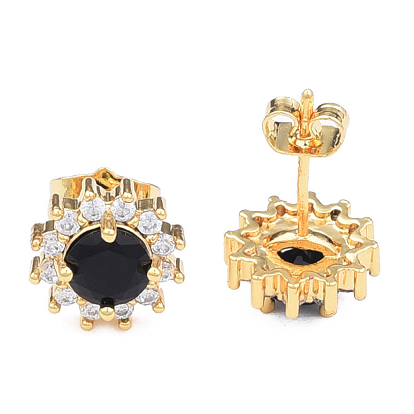 

PandaHall Cubic Zirconia Flower Stud Earrings, Golden Brass Jewelry for Women, Nickel Free, Black, 11x11mm, Pin: 0.7mm Cubic Zirconia Flower...
