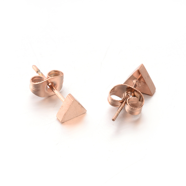 

PandaHall 304 Stainless Steel Ear Studs, Hypoallergenic Earrings, Triangle, Rose Gold, 6x6mm, Pin: 0.8mm 304 Stainless Steel