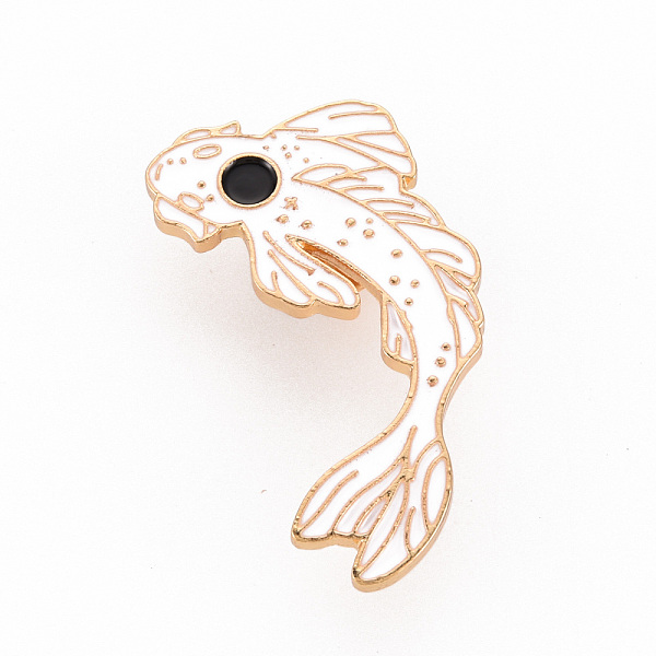 

PandaHall Rack Plating Alloy Enamel Brooches, Enamel Pins, with Brass Butterfly Clutches, Fish, Cadmium Free & Nickel Free & Lead Free..., White