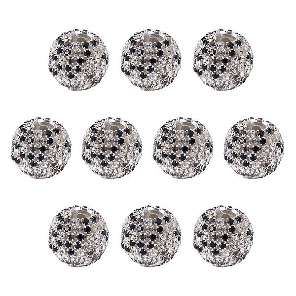 10 perle ronde en strass de verre scintillant