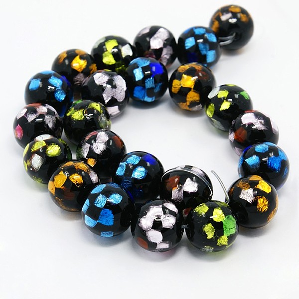 

PandaHall Handmade Silver Foil Glass Lampwork Round Beads Strands, Black, 12mm, Hole: 2mm, about 23pcs/strand, 10.23 inch Silver Foil Round...
