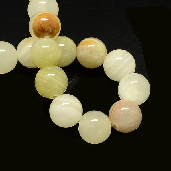 Chapelets de perles de pierres en jade jaune teinte