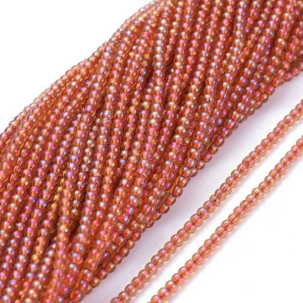

PandaHall Electroplate Glass Beads Strands, Full Rainbow Plated, Round, Orange Red, 2.5mm, Hole: 0.7mm, about 177pcs/Strand, 14.09 inch...