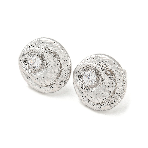 

PandaHall Brass with Glass Twist Flat Round Stud Earrings Findings, with Loops, Platinum, 14x14.5mm, Hole: 1.2mm, Pin: 11x0.7mm Brass+Glass...