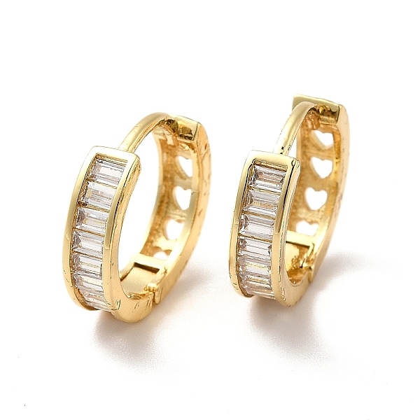 

PandaHall Clear Cubic Zirconia Rectangle Hoop Earrings, Ion Plating(IP) Brass Hollow Out Heart Earrings for Women, Real 18K Gold Plated...