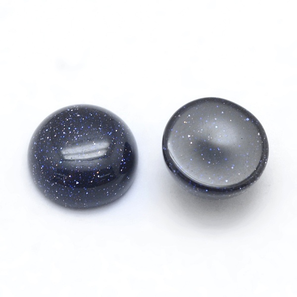

PandaHall Synthetic Blue Goldstone Cabochons, Flat Round, 8x3~4mm Blue Goldstone Flat Round