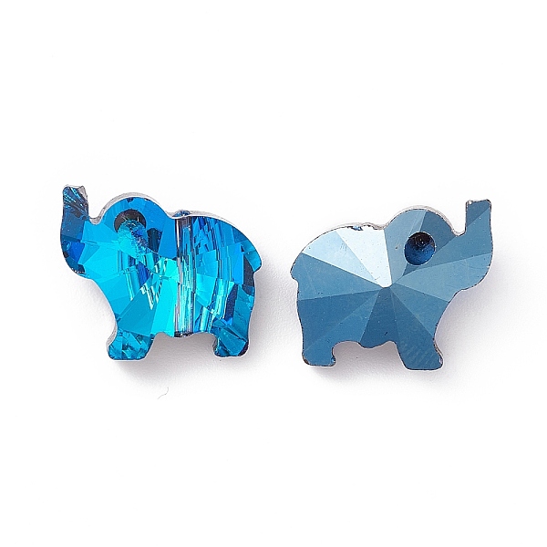 

PandaHall Transparent Glass Beads, Back Plated, Elephant, Dodger Blue, 13x15x8.5mm, Hole: 1.2mm Glass Elephant
