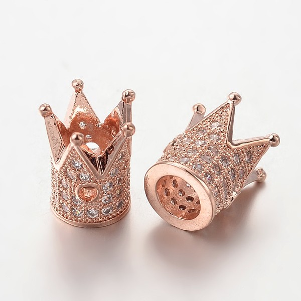 

PandaHall Brass Micro Pave Cubic Zirconia Beads, Crown, Lead Free & Nickel Free, Rose Gold, 12x9mm, Hole: 1mm and 5mm Brass+Cubic Zirconia...