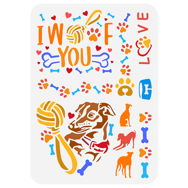 

PandaHall Plastic Drawing Painting Stencils Templates, for Painting on Scrapbook Fabric Tiles Floor Furniture Wood, Rectangle, Dog...