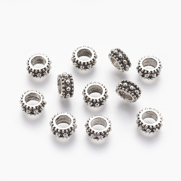 

PandaHall Tibetan Style Alloy European Beads, Large Hole Wheel Beads, Cadmium Free & Nickel Free & Lead Free, Antique Silver, 9x4.5mm, Hole...