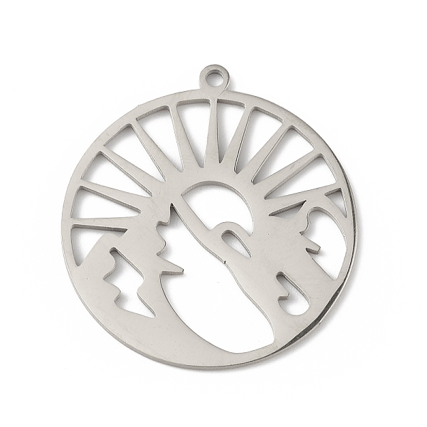 

PandaHall 304 Stainless Steel Pendants, Flat Round with Sun & Mountain Charm, Stainless Steel Color, 27x25x0.9mm, Hole: 1.4mm 304 Stainless...