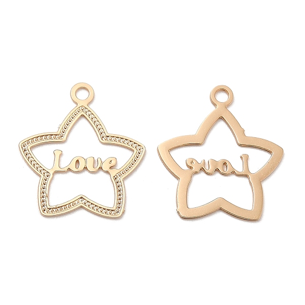 

PandaHall Long-Lasting Plated Brass Pendant Rhinestone Setting, Star with Word Love Charm, Light Gold, 13.5x12x0.3mm, Hole: 1.2mm, Fit For...