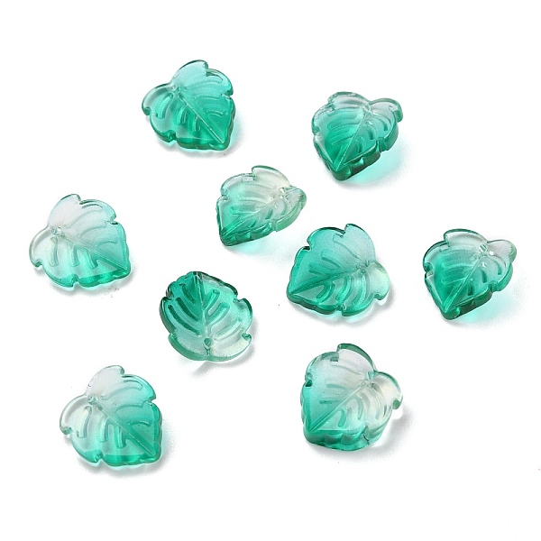

PandaHall Transparent Glass Pendants, Strawberry Leaf, Light Sea Green, 15x14x4mm, Hole: 1mm Glass Leaf
