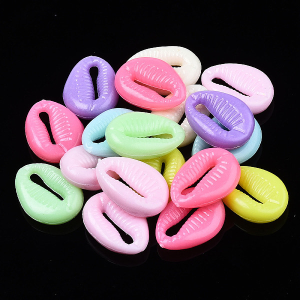 

PandaHall Opaque Acrylic Beads, Cowrie Shell Shaped, Mixed Color, 18x13x5mm, Hole: 2mm, about 900pcs/500g Acrylic Shell Shape Multicolor
