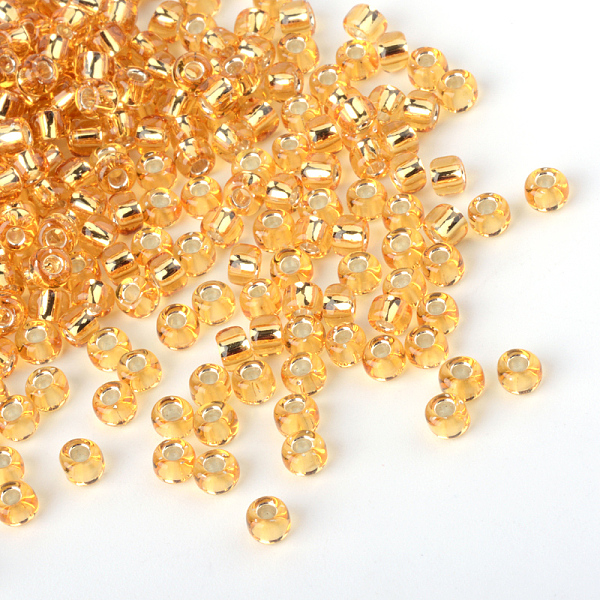 

PandaHall MGB Matsuno Glass Beads, Japanese Seed Beads, 12/0 Silver Lined Glass Round Hole Rocailles Seed Beads, Goldenrod, 2x1mm, Hole..., Gold