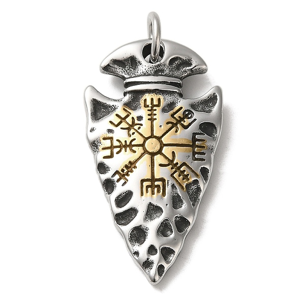 

PandaHall Viking 304 Stainless Steel Pendants, with Jump Ring, Pirate Spear with Vegvisir Charm, Antique Silver & Golden, 45x24x5.5mm, Hole...