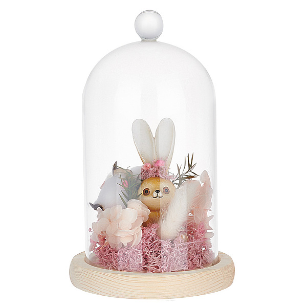 

PandaHall Glass Dome Cover, Decorative Display Case, Cloche Bell Jar Terrarium with Wood Base, Arch, Navajo White, 111x185mm Glass Arch
