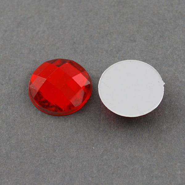 

PandaHall Acrylic Rhinestone Cabochons, Flat Back, Faceted, Half Round, Red, 25x8mm, about 100pcs/bag Acrylic Rhinestone Half Round Red