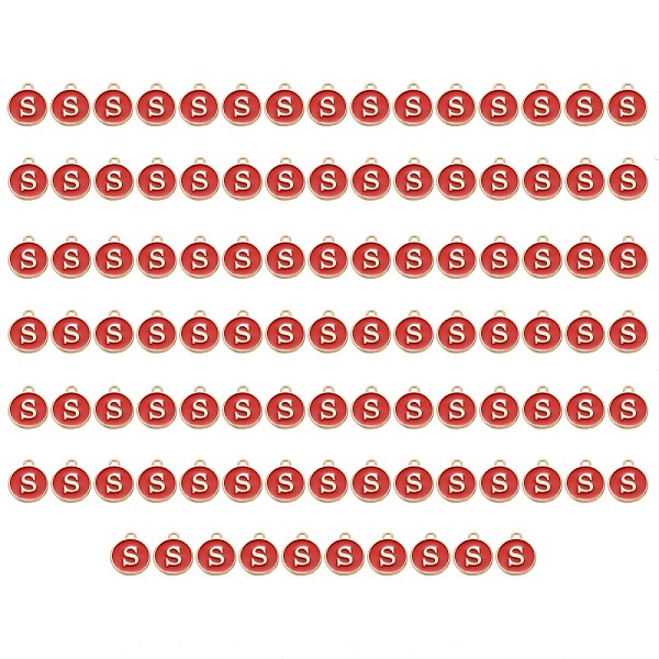 

PandaHall Golden Plated Enamel Alloy Charms, Enamelled Sequins, Flat Round, Red, Letter.S, 14x12x2mm, Hole: 1.5mm, 100pcs/Box Alloy+Enamel...