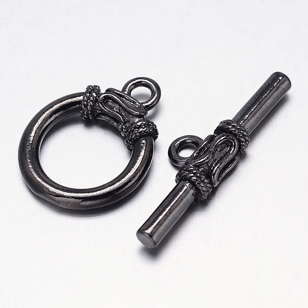 

PandaHall Brass Ring Toggle Clasps, Gunmetal, Ring: 21x16x6mm, Bar: 9x29x4mm, Hole: 1mm Brass Ring