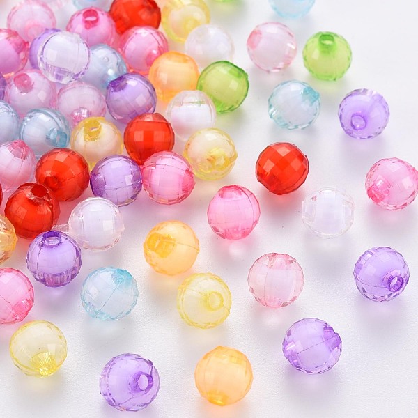 

PandaHall Transparent Acrylic Beads, Bead in Bead, Dyed, Faceted, Round, Mixed Color, 8x7.5mm, Hole: 2mm, about 1990pcs/500g Acrylic Round..., Multicolor